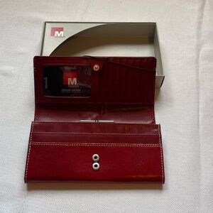 Mundi Red Leather Envelope Wallet Women’s Organizer  Folding